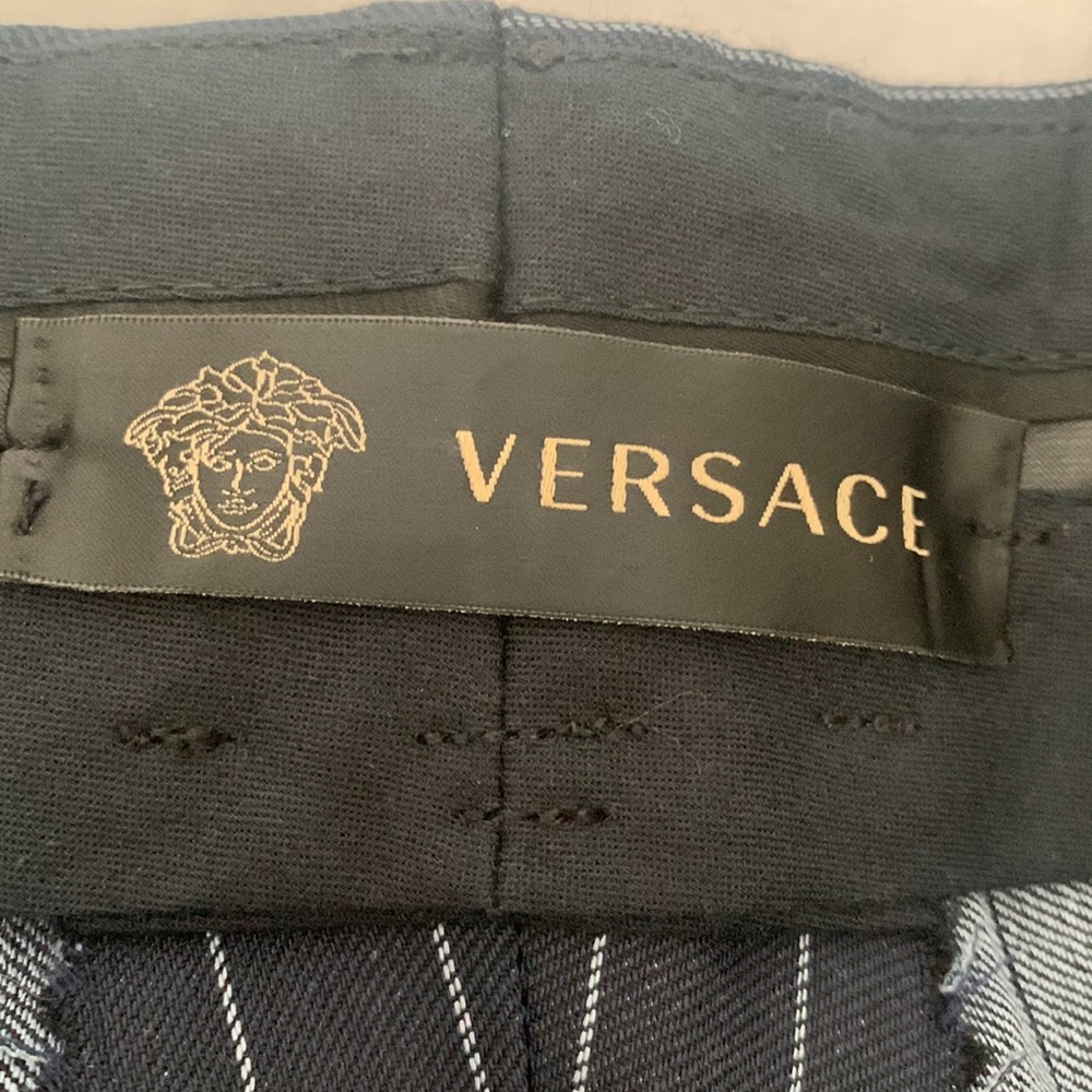 Versace Navy Blue white stripe Dress pants